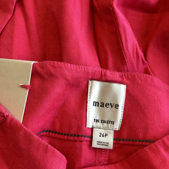 Anthropologie COLETTE Linen Stretch Cropped Wide-Leg Pants Maeve NEW Geranium 26 - Picture 10 of 14